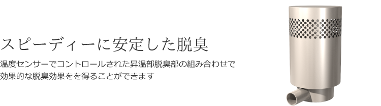 スピーディーに安定した脱臭 - 温度センサーでコントロールされた昇温部脱臭部の組み合わせで効果的な脱臭効果をを得ることができます